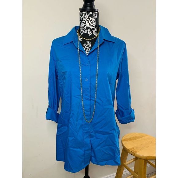 Chico’s Royal Blue Button up Blouse - Picture 4 of 12